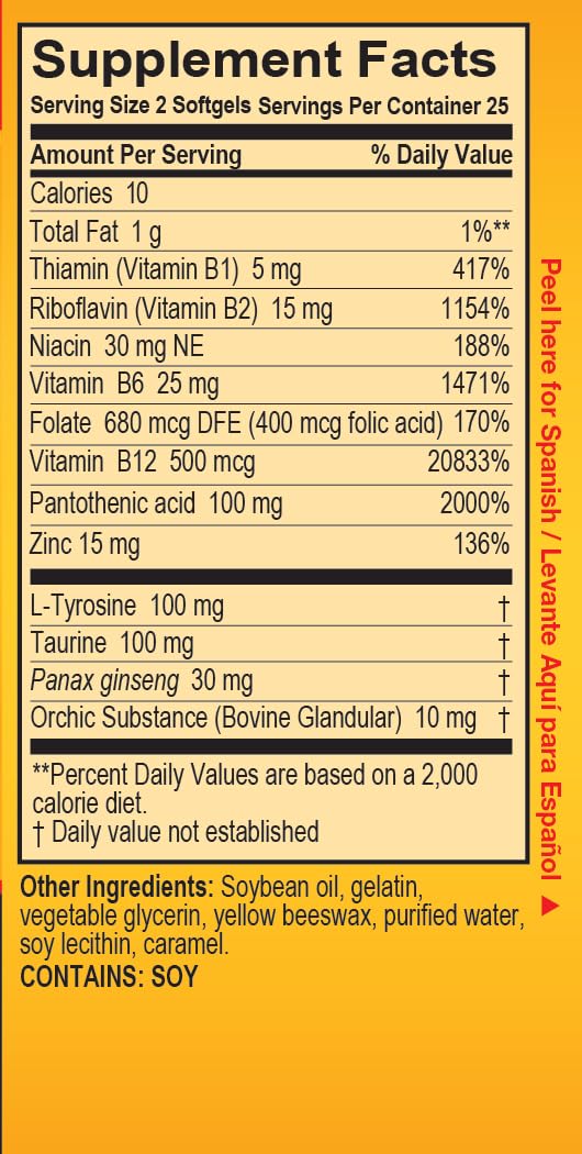 Super Macho: High-Potency Zinc + 7 B Vitamins - USA Made, 50 Softgels