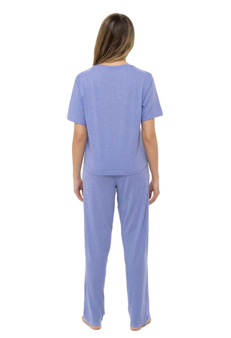 Super Soft Women's Jersey Marl Loungewear Pyjama Set Comfortable Fit Pants Trendy Design Ideal for All Seasons Blue or Grey by Daisy Dreamer