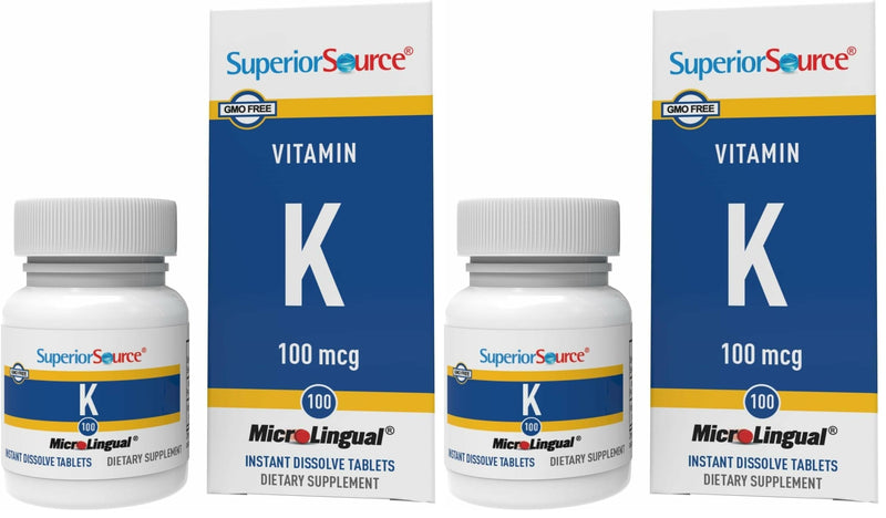Superior Source Vitamin K 100 mcg – Bone & Blood Health Support | 60 Sublingual Tablets (Pack of 2)
