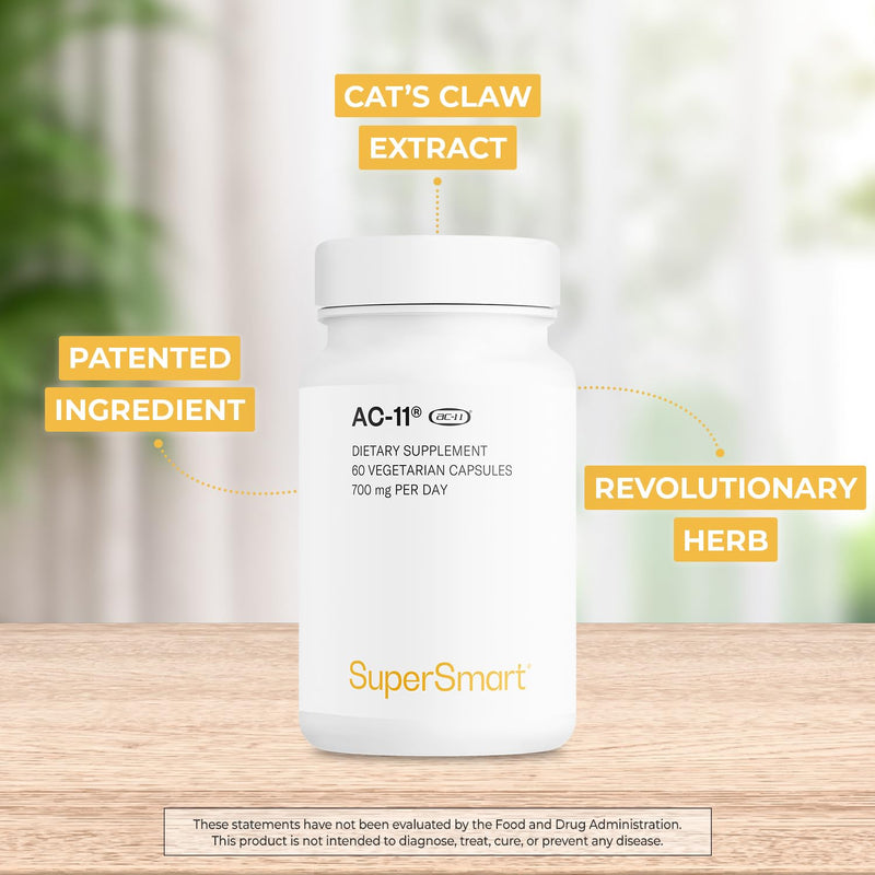 Supersmart AC-11 Supplement 700mg per Day (Cat's Claw Extract) - Uncaria Tomentosa Bark | Non-GMO & Gluten Free - 60 Vegetarian Capsules