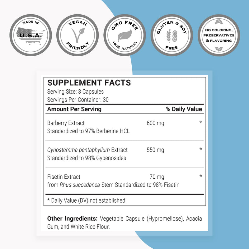 Supersmart AMPK Booster – Metabolic Activator with Berberine | Non-GMO & Gluten Free | 90 Vegetarian Capsules