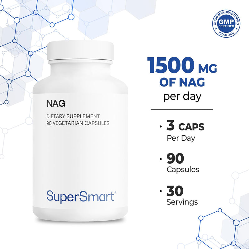 Supersmart NAG 1500mg – N-Acetyl Glucosamine, High Absorption | Non-GMO, Gluten Free, 90 Vegetarian Capsules
