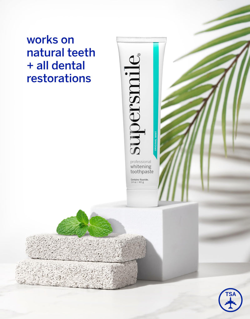 Supersmile Pro Whitening Toothpaste with Fluoride - Whitens Teeth (6 Shades) | Enamel Strengthening | No Sensitivity | Travel Size Pack of 2