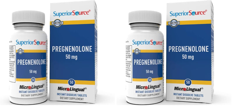 Superior Source Pregnenolone 50 mg – Instant Dissolve Tablets for Brain Health & Hormone Support (Pack of 2)
