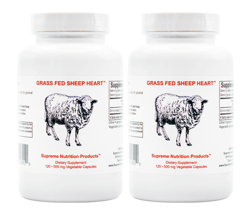 Supreme Nutrition Grass-Fed Sheep Heart Capsules – 120 Ovine Heart (Pack of 2)