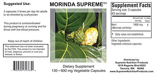 Supreme Nutrition Morinda Supreme Noni Capsules - 130 Count