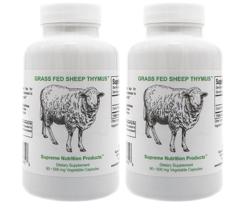 Supreme Nutrition Sheep Thymus - 100% Grass-Fed, NZ Finished, 2-Pack (90 Capsules Each)