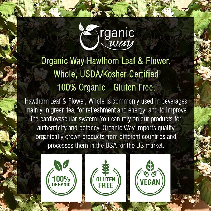 Organic Hawthorn Leaf & Flower Whole – Herbal Tea | European Wild-Harvest, Albania Origin | Kosher & USDA Certified | Non-GMO & Gluten Free | 2 oz