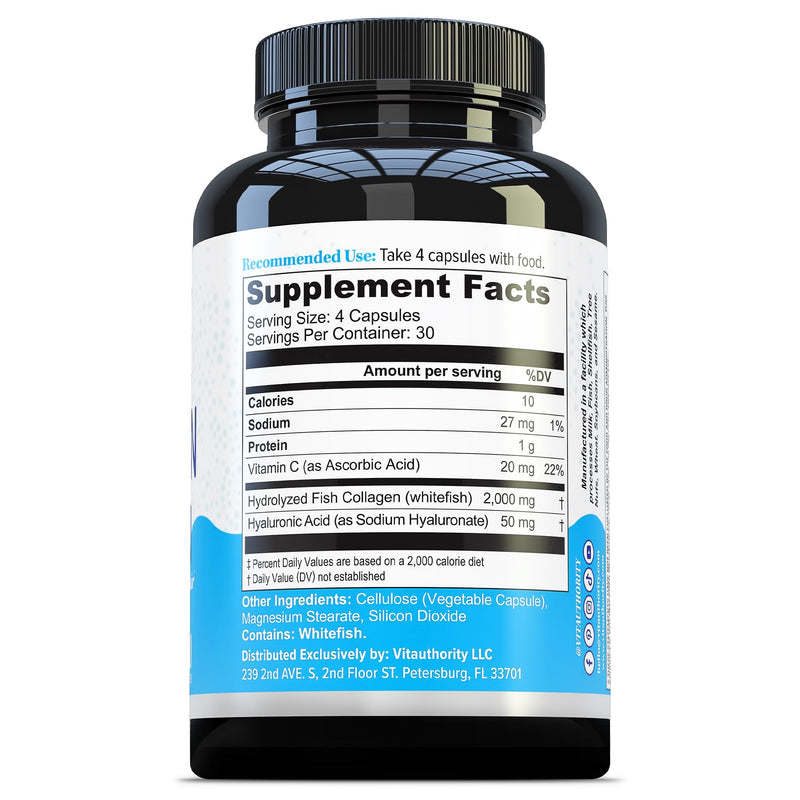 Marine Collagen Capsules with Hyaluronic Acid & Vitamin C | 2,000mg per Serving