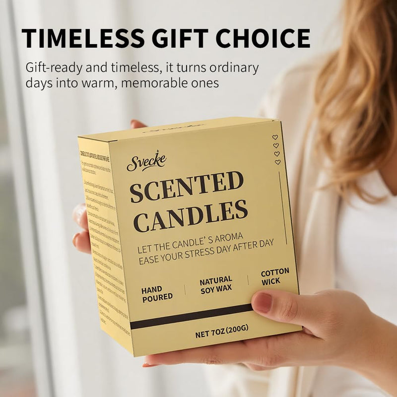 SVECKE Fireside Scented Candles - 7oz Soy Wax Candle | Long Lasting Aromatherapy Gift