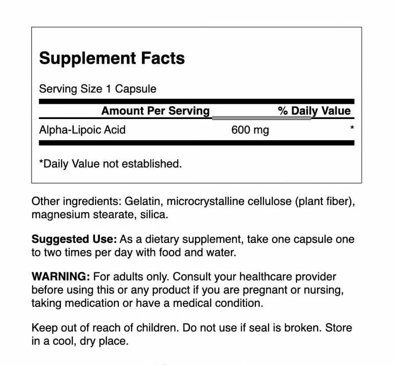 Swanson Alpha Lipoic Acid - 600 mg per Capsule (60 Capsule) - 3 Pack | Natural Blood Pressure Support & Carbohydrate Metabolism