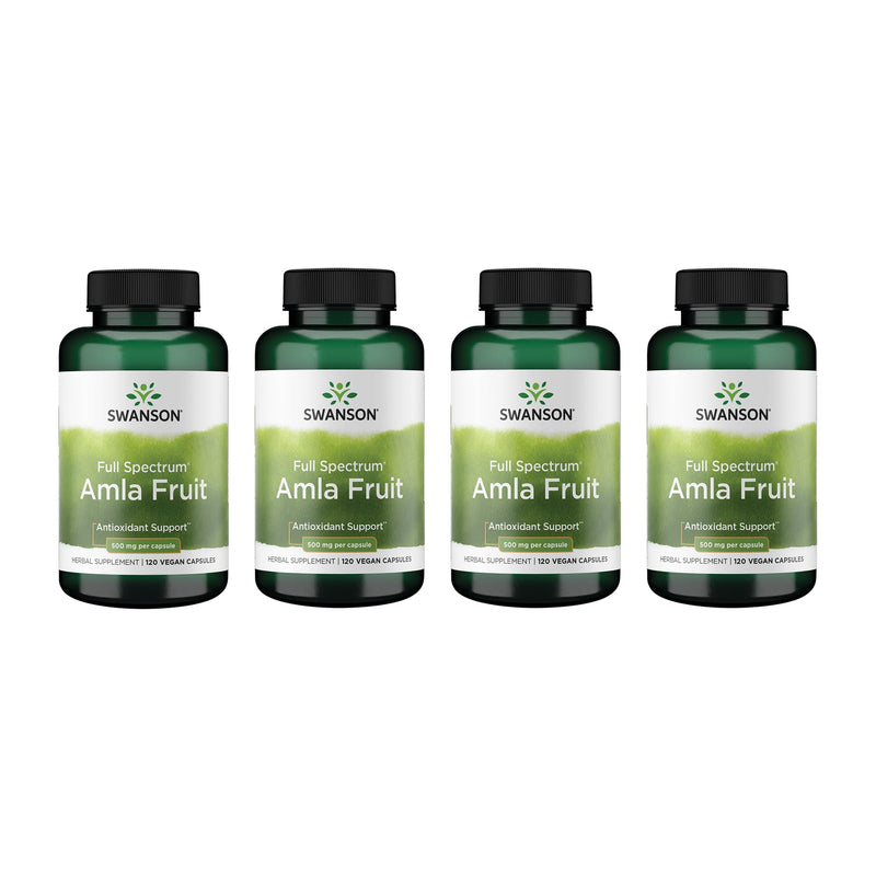 Swanson Full Spectrum Amla Fruit - Ayurvedic Indian Gooseberry Supplement, 120 Capsules (500 mg) - 4 Pack
