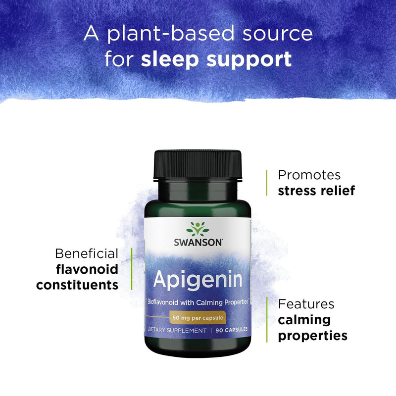 Swanson Apigenin-Bioflavonoid Supplement – Sleep, Prostate & Nerve Support – 90 Caps, 50 mg Each (3 Pack)