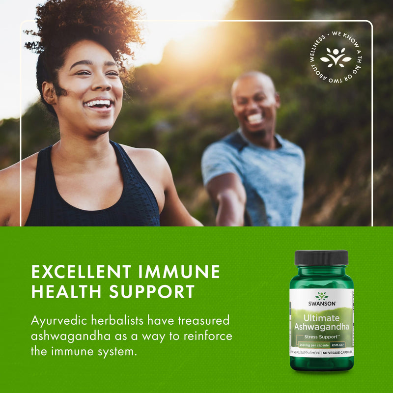 Swanson Ashwagandha KSM-66 – Stress Support & Relaxation (60 Veggie Caps, 250 mg)
