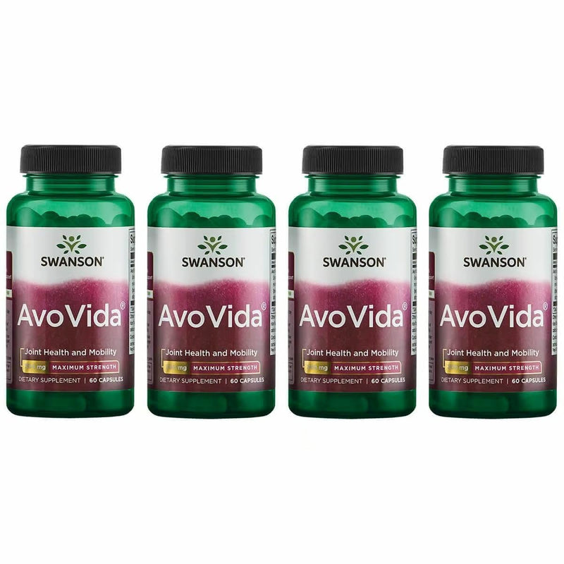 Swanson AvoVida – Avocado & Soybean Unsaponifiables for Joint Health & Mobility (60 Capsules, 4-Pack)
