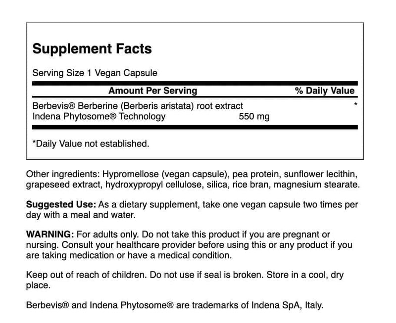 Swanson Berberine Advanced Enhanced Absorption – Berbevis 550 mg, 2 Pack (60 Veg Caps)