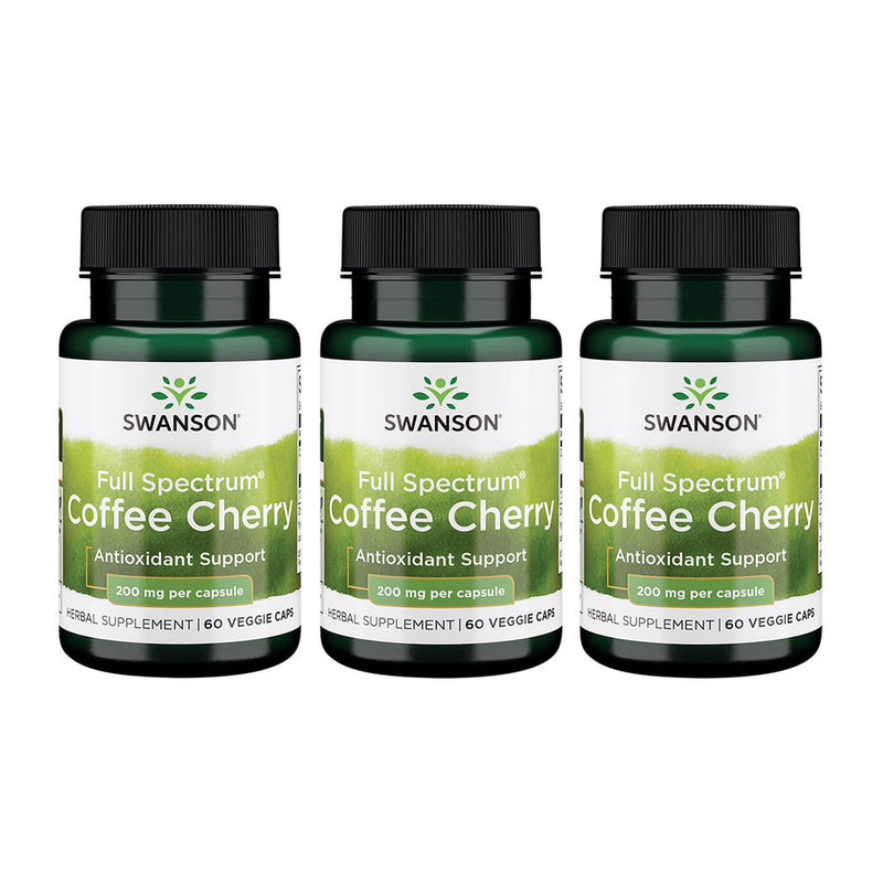 Swanson Full-Spectrum Coffee Cherry-Herbal Supplement – Immune Support, 200 mg, 60 Veggie Capsules, 3 Pack