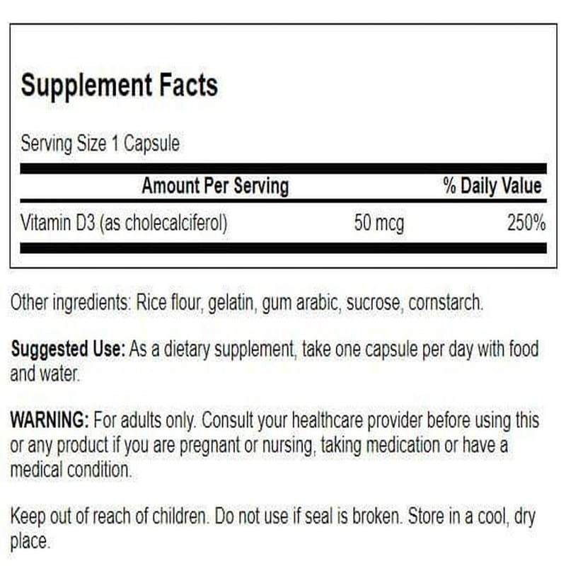 Swanson Vitamin D3 2000 IU – Bone & Immune Support (250 Caps)