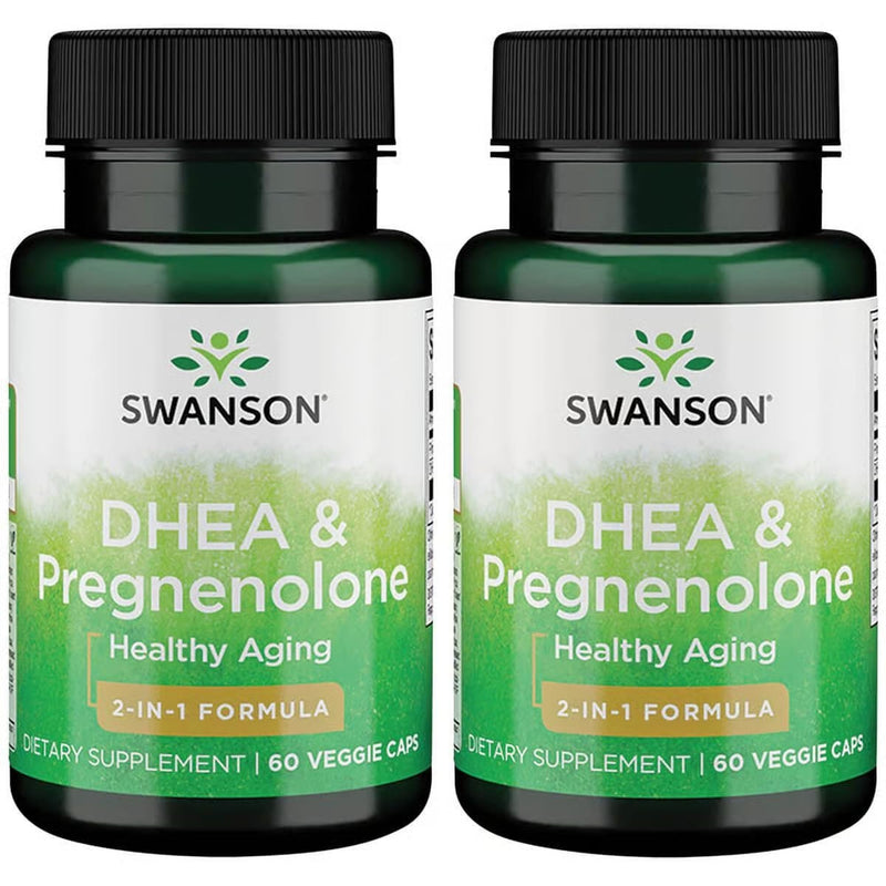 Swanson DHEA and Pregnenolone Complex 60 Veg Capsules (2 Pack) – Hormone Support