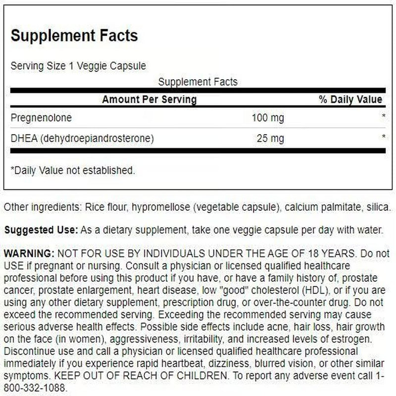 Swanson DHEA and Pregnenolone Complex 60 Veg Capsules (2 Pack) – Hormone Support
