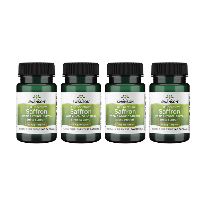 Swanson Full Spectrum Saffron – Whole Ground Stigmas, 60 Veggie Capsules, 4 Pack