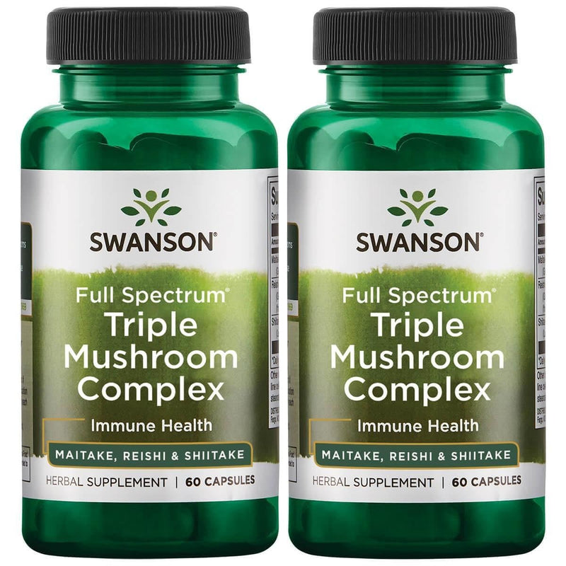 Swanson Full Spectrum Triple Mushroom Complex 60 Capsules (2 Pack) | Immune Support