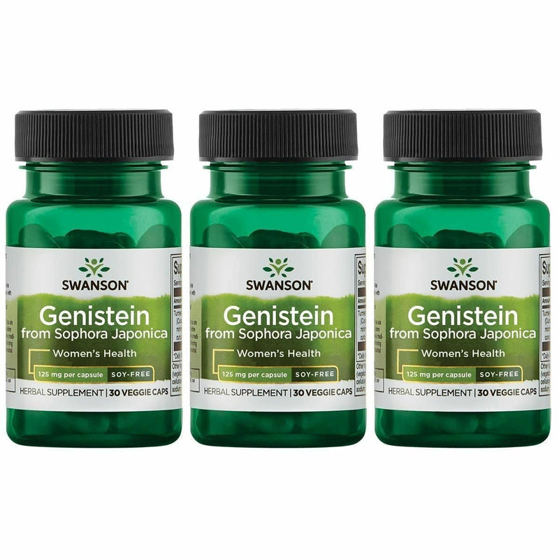 Swanson Soy-Free Genistein — Plant-Based Women’s Wellness Supplement (60 Veggie Capsules, 125 mg) 3 Pack