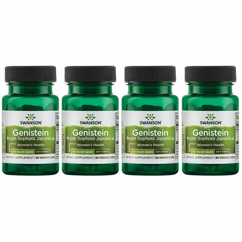 Swanson Soy-Free Genistein for Women | Plant-Based 125mg Genistein, 60 Veggie Capsules | 4 Pack
