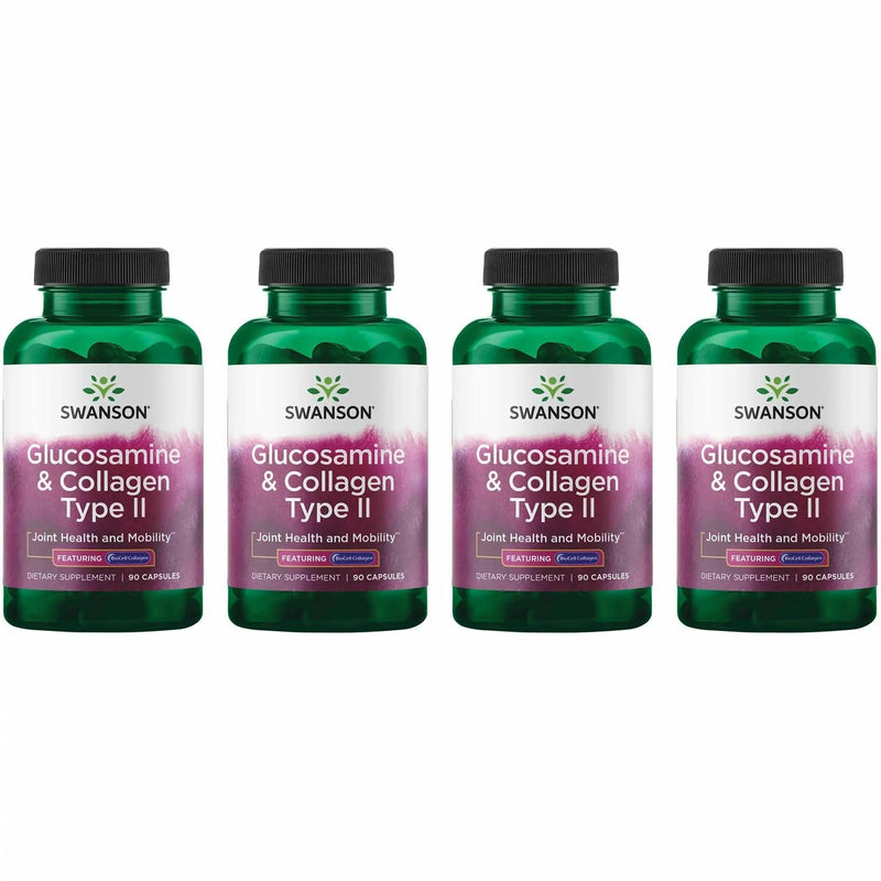 Swanson Glucosamine & Collagen Type II with BioCell – 90 Capsules (4 Pack)