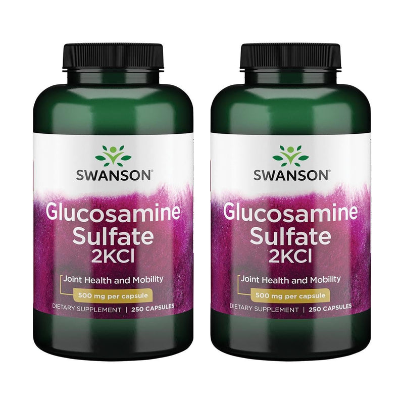 Swanson Glucosamine Sulfate 2Kcl 500 Milligrams 250 Capsules (2 Pack) - Joint Support