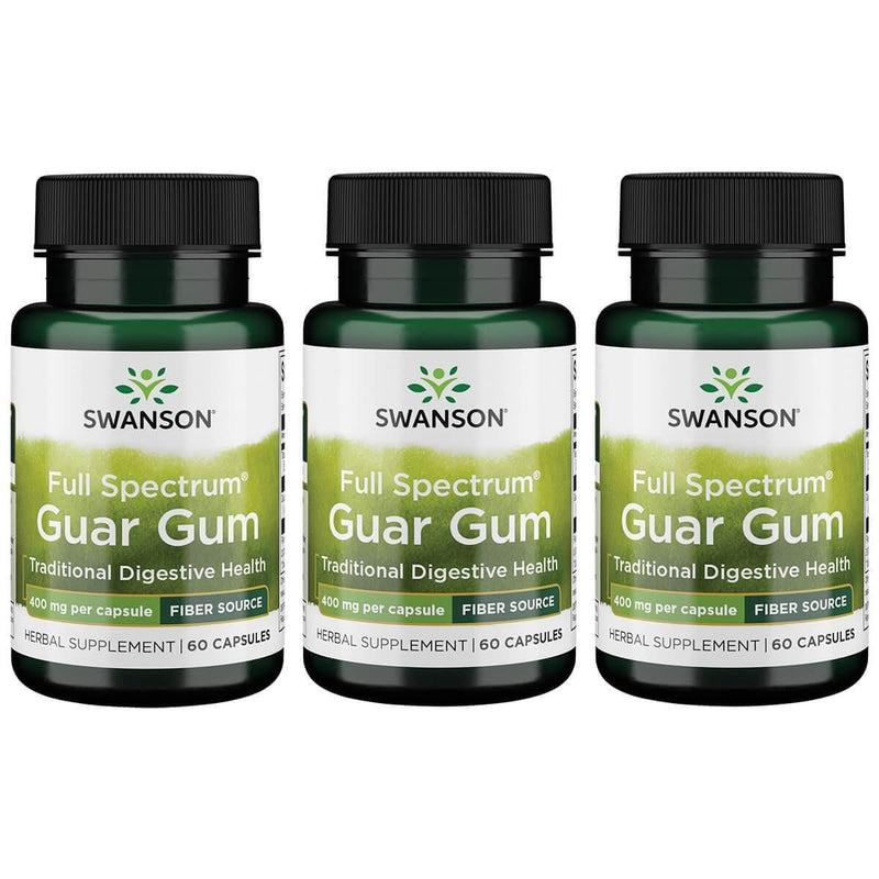Swanson Full Spectrum Guar Gum 400 mg – 60 Caps (3 Pack) | Plant-Based Fiber
