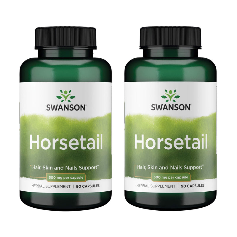 Swanson Horsetail - Herbal Support for Hair, Skin & Nails (90 Capsules, 500mg) - 2 Pack