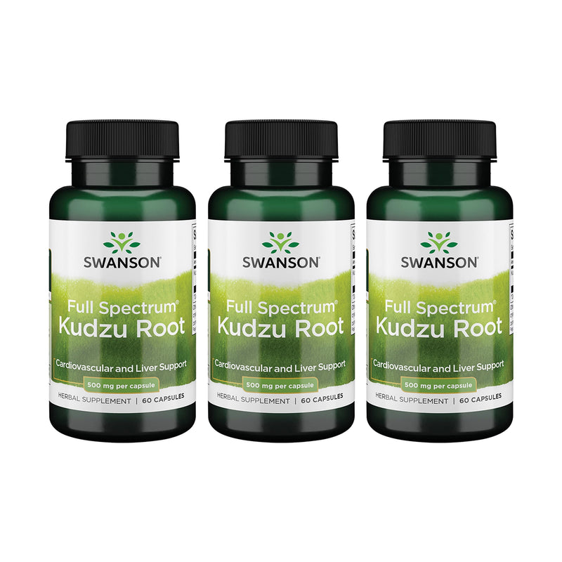 Swanson Full Spectrum Kudzu Root – Heart & Liver Health Support (60 Capsules, 500mg) – 3 Pack
