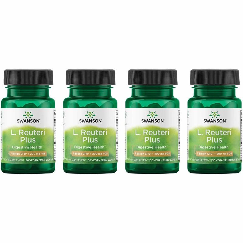 Swanson L. Reuteri Probiotic Plus with L. Rhamnosus, L. Acidophilus & FOS Prebiotic – 7B CFU per Capsule, 30 Veggie Capsules (4 Pack)
