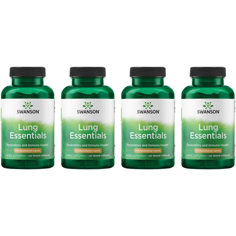Swanson Lung Essentials 500 mg 120 Veg Caps (4 Pack) | Immune & Respiratory Support