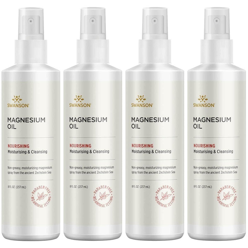Swanson Magnesium Oil Spray Zechstein - Soothes Muscles, Nourishes Skin, Sleep Support - 8 fl oz (237 ml) Liquid (4 Pack) - Dr. Barbara Hendel's Formula