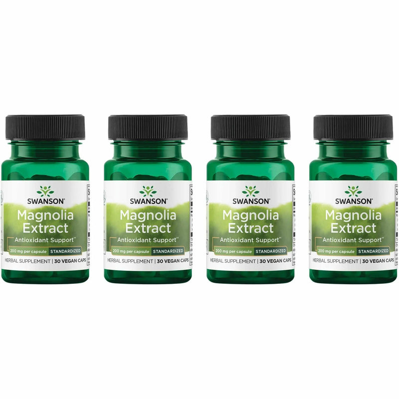 Swanson Magnolia Bark Herbal Supplement – Nervous System & Digestive Support (30 Veggie Capsules, 200mg) 4 Pack