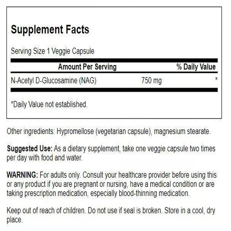 Swanson N-Acetyl D-Glucosamine - Joint Support & GI Health | 60 Veggie Capsules, 750 mg Each