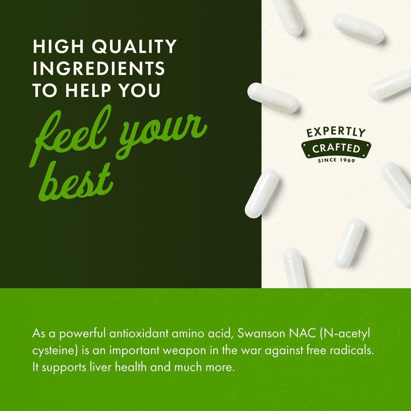 Swanson NAC N-Acetyl Cysteine 600 mg | 2 Pack – 100 Capsules