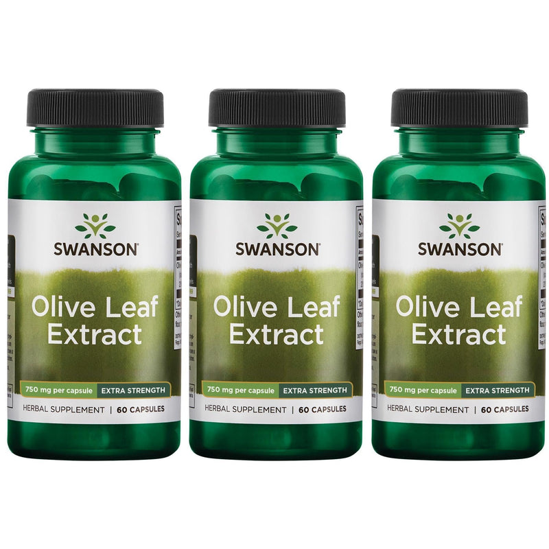 Swanson Olive Leaf Extract Capsules - 20% Oleuropein, 750mg (60 capsules) 3 Pack