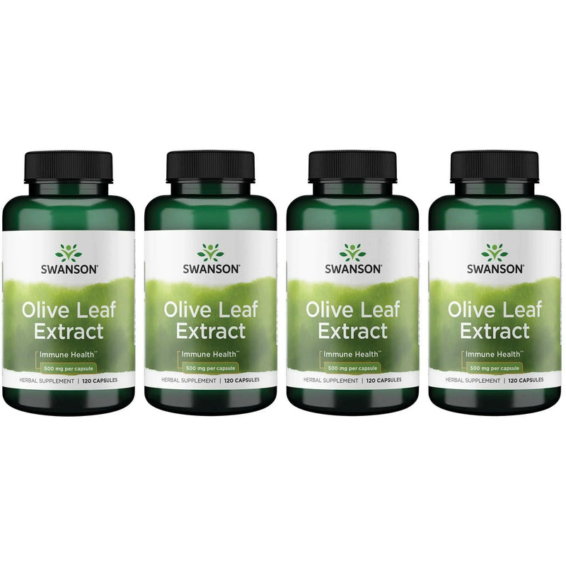 Swanson Olive Leaf Extract Capsules 20% Oleuropein - 4 Bottles (120 x 500 mg)