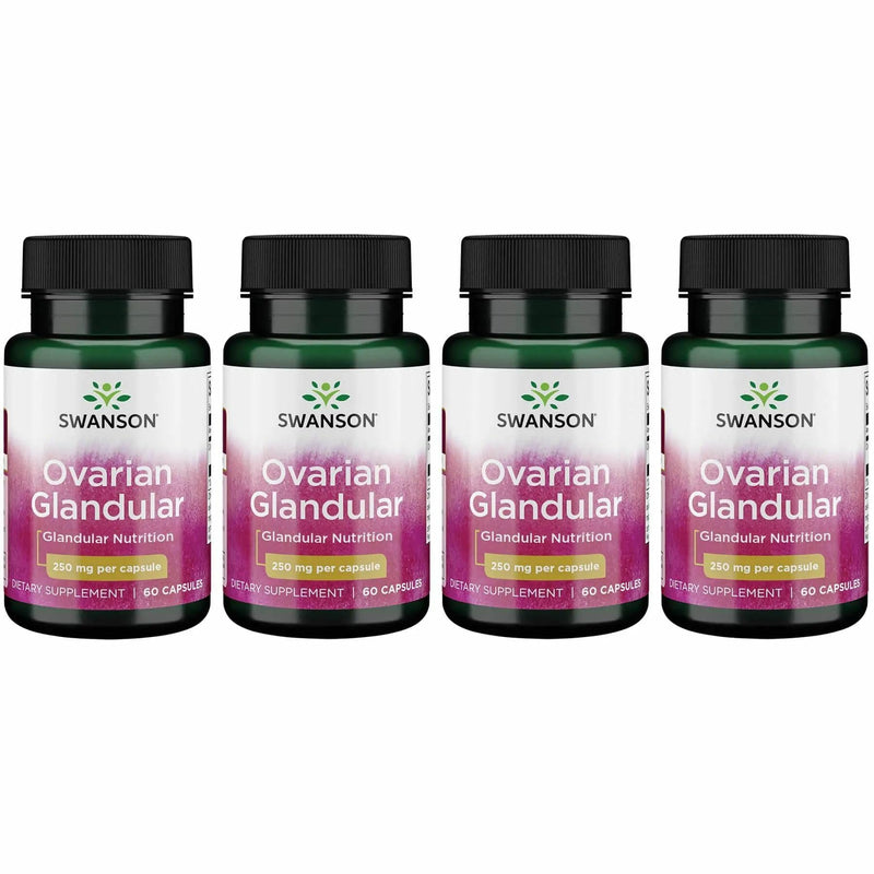 Swanson Ovarian Glandular - Natural Women's Health & Balance Support | 60 Capsules (250 mg) - 4 Pack