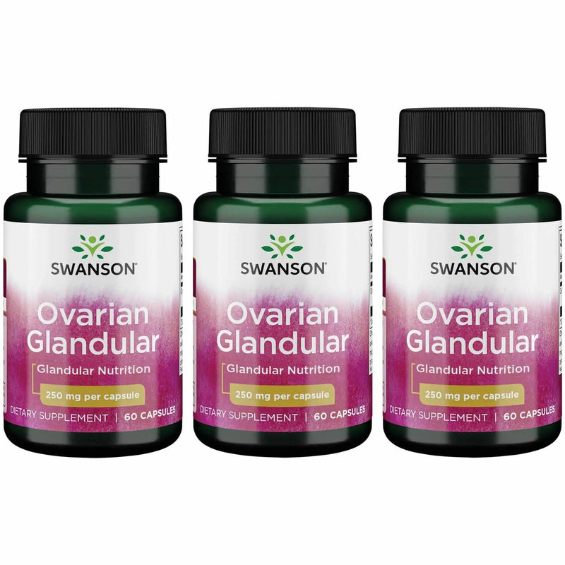 Swanson Ovarian Glandular - Natural Women's Health Support (60 Capsules, 250mg) - 3 Pack