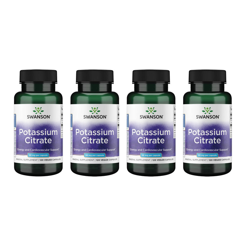 Swanson Potassium Citrate – Heart Health & Energy Support | 120 Capsules (99 mg) – 4 Pack
