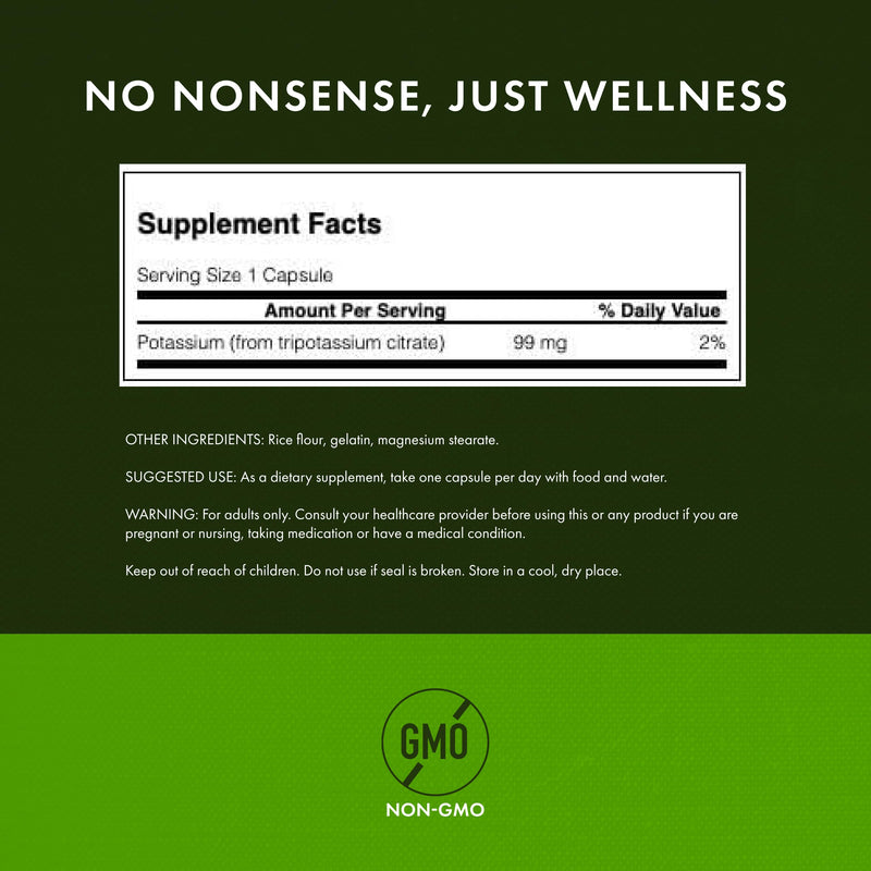 Swanson Potassium Citrate – Heart Health & Energy Support | 120 Capsules (99 mg) – 4 Pack