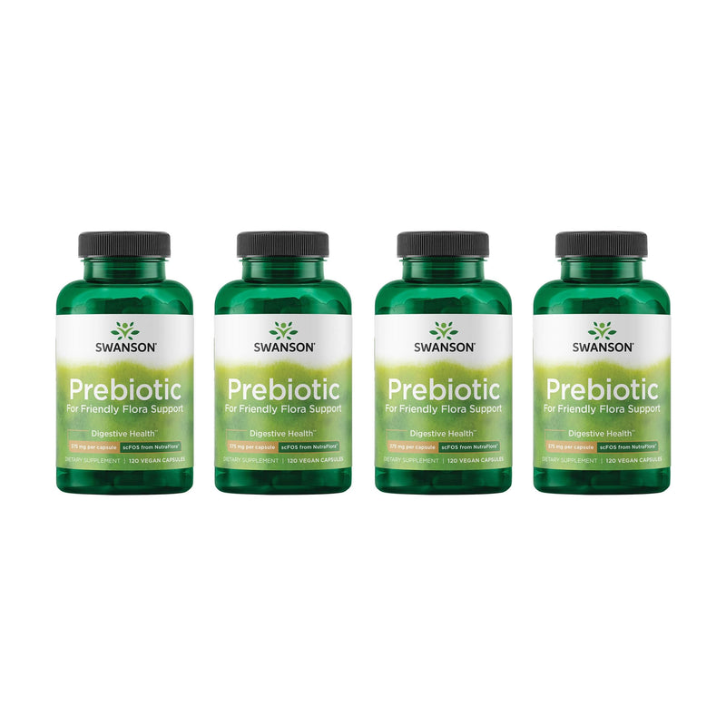 Swanson Prebiotic Capsules – Gut Health & Digestive Support (120 Veggie Capsules, 750 mg) – 4 Pack