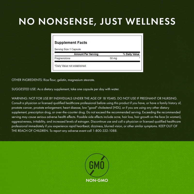 Swanson Pregnenolone – Super Strength 50 mg, 60 Caps (3 Pack)