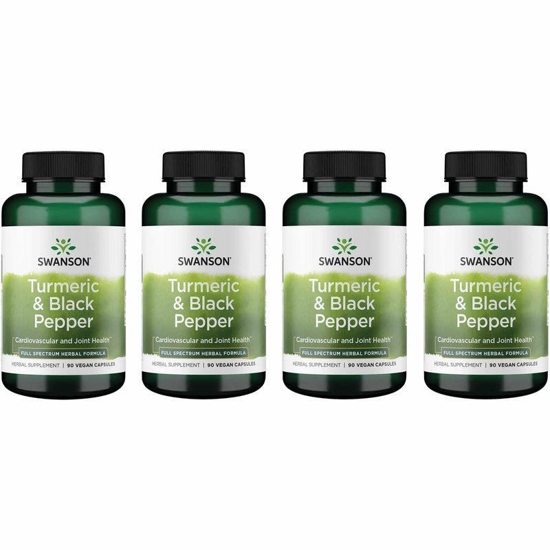 Swanson Premium Turmeric and Black Pepper – Antioxidant Support, Digestion & Joint Comfort – 90 Veg Caps (4 Pack)