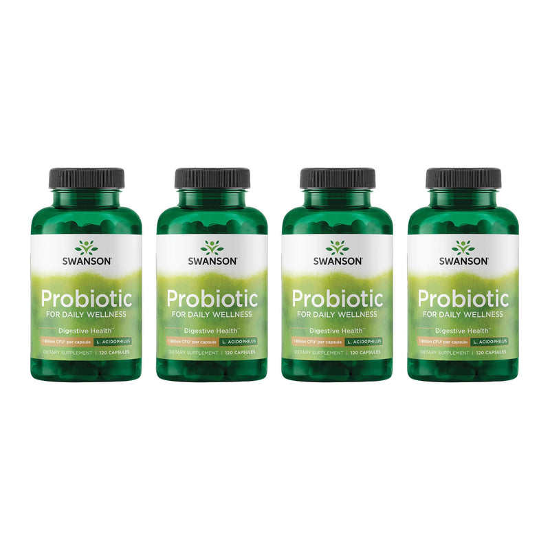 Swanson Probiotic - 1B CFU Capsule | Digestive Health & Daily Wellness | 120 Capsules (4 Pack)