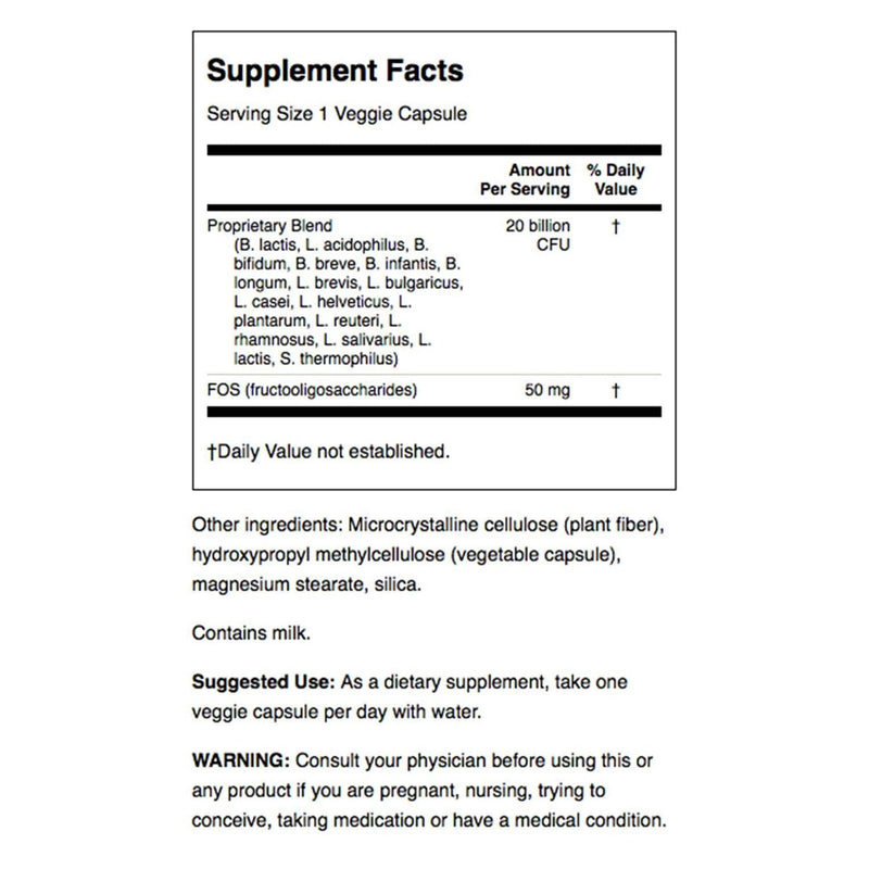 Swanson Probiotic for Digestive Health – 60 Veggie Caps, 2B CFU, 16 Strains, Prebiotic FOS